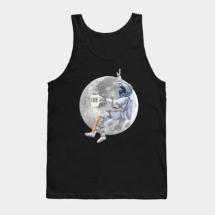 Coffee Astronaut Relaxing On The Moon Tank Top